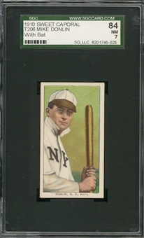 1909-11 T206 White Border Mike Donlin, With Bat – SGC 84 NM 7 "1 of 3!"